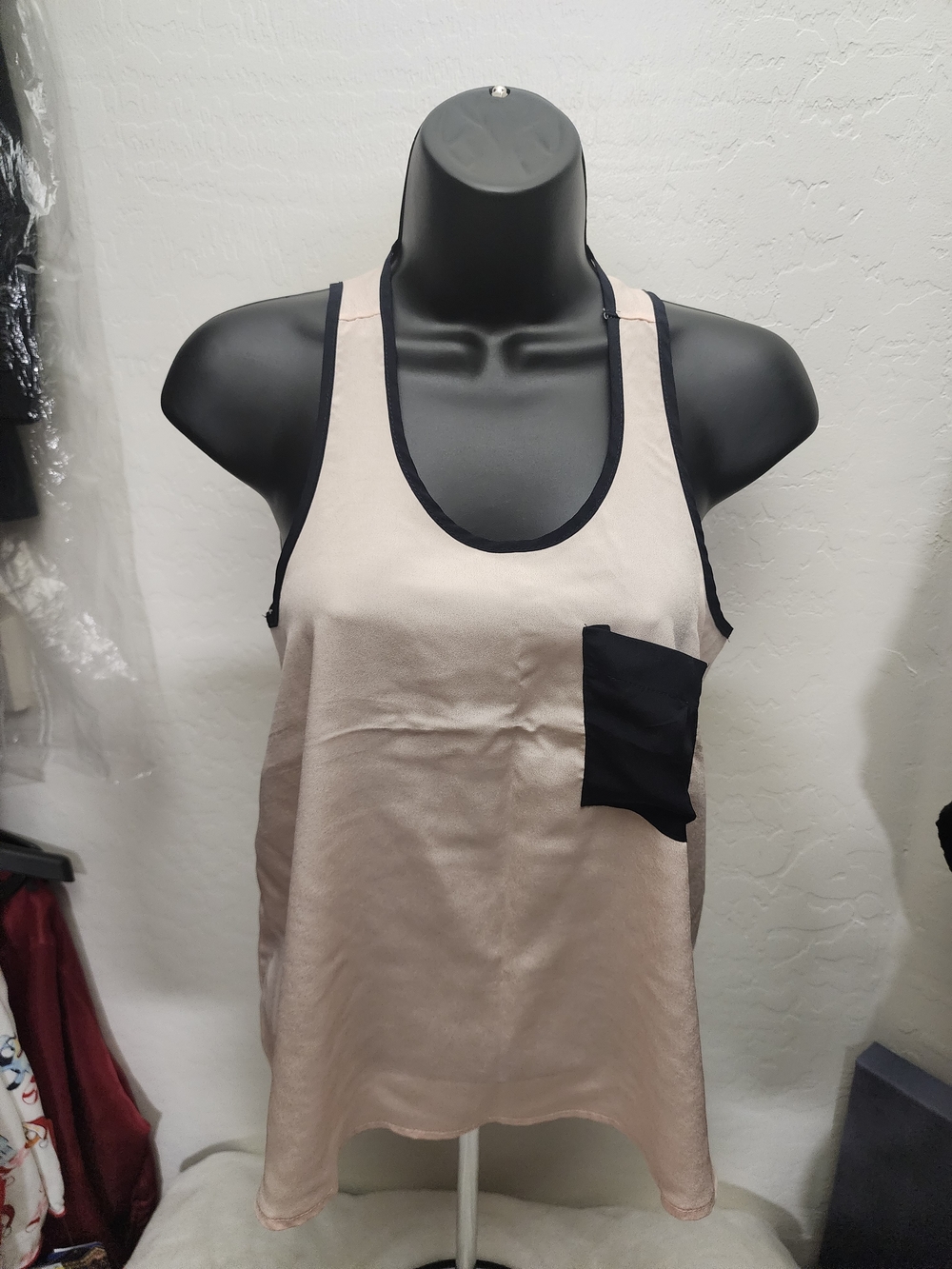 Lily White Blush Pink Top with Black Trim